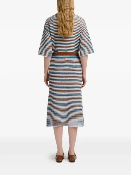 Szydełkować spódnica Marni w paski w kształcie litery A biała