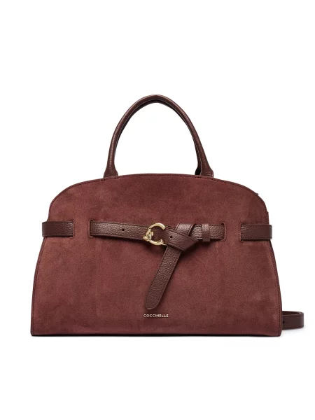 Rucsac Coccinelle din piele de căprioară roșu