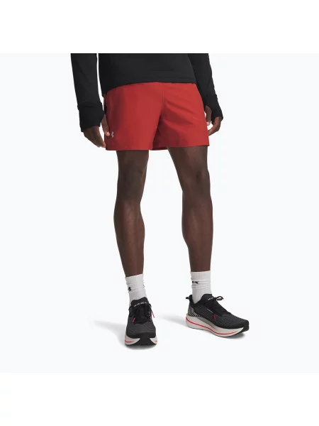 Мъжки шорти за бягане Under Armour Launch 5" Shorts heritage red/black/reflective черно