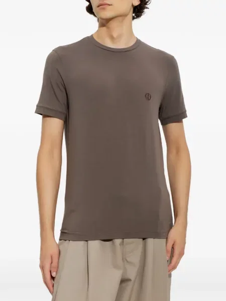 Tricou Giorgio Armani cu broderie maro