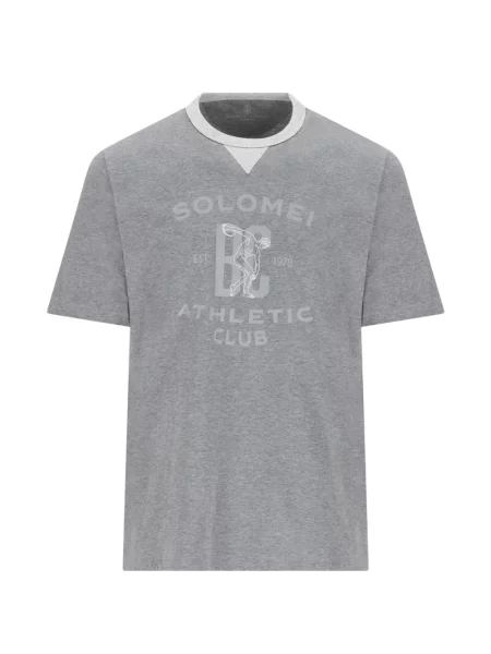 Tričko Brunello Cucinelli s potiskem šedé