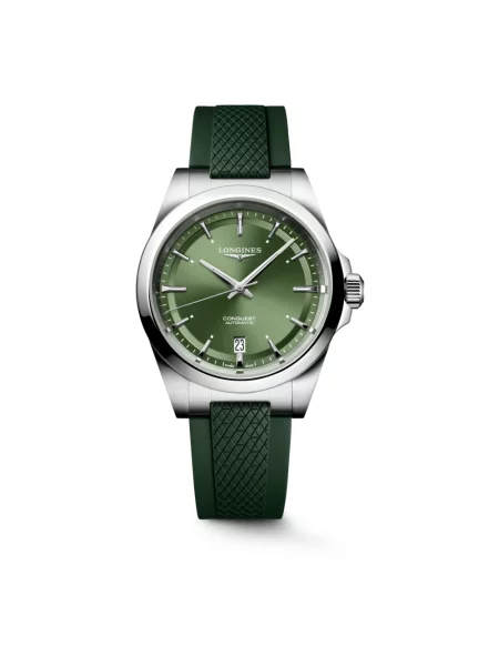 Lniany zegarek Longines zielony