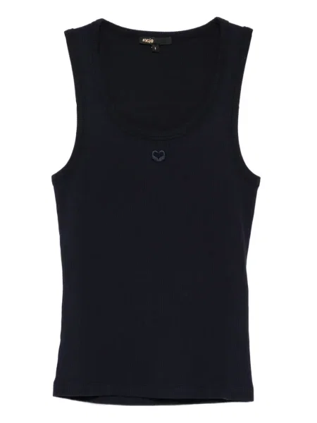 Top Maje cu broderie cu motiv cu inimi albastru