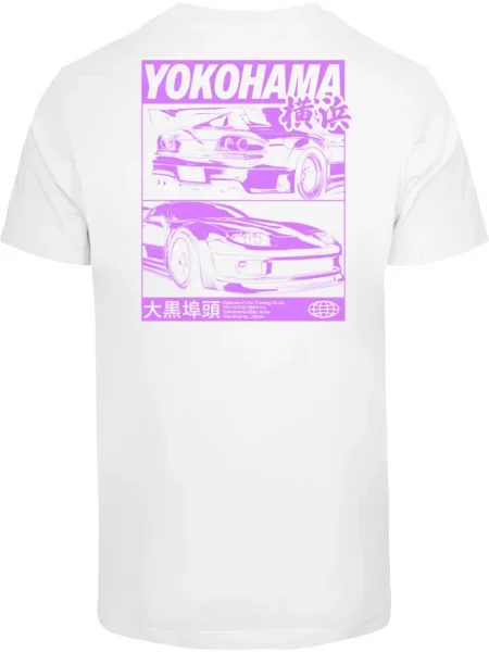Mister Tee Póló Yokohama Race neonlila fehér