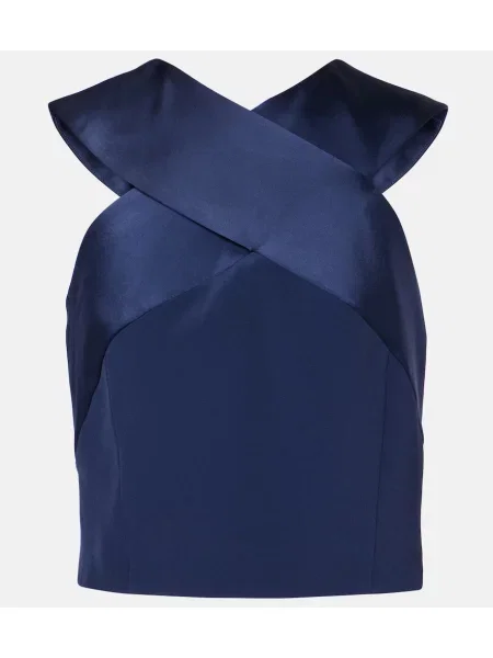 Top Balmain din satin albastru