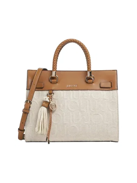 Torebka Liu Jo żakardowa pleciona beżowa