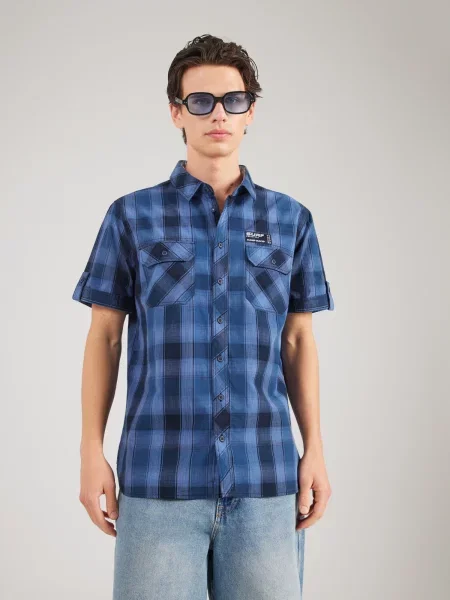 CAMP DAVID Cămașă bleumarin / albastru cobalt negru