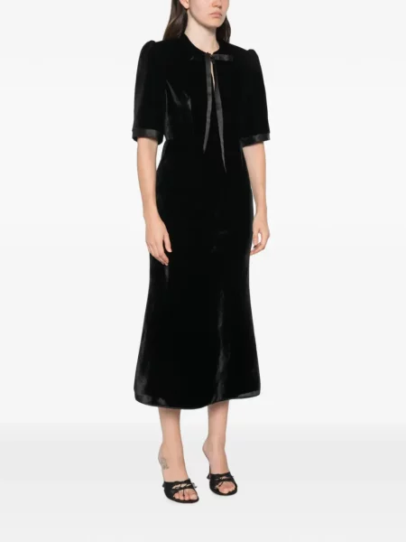 Rochie midi De Santis cu funde de catifea negru