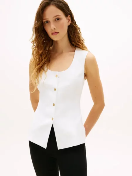 Tommy Hilfiger Vestă | cu adaos de in alb