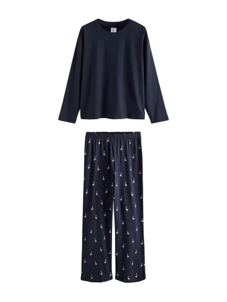 Next Pijama albastru marin / murdar alb