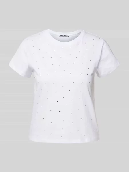 T-shirt zdobiony kamieniami Review biała