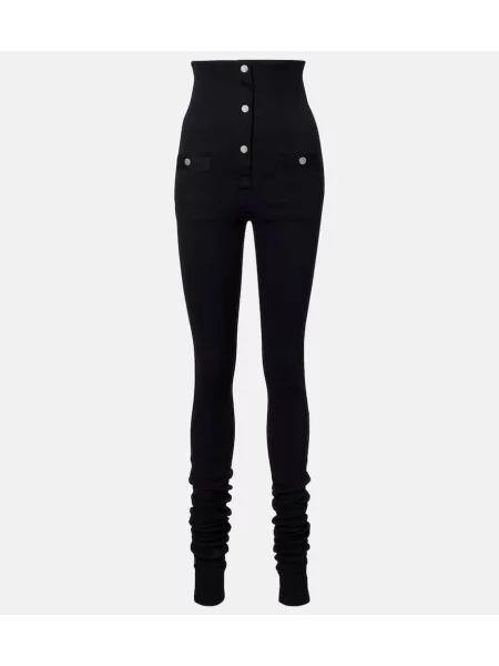 Leggings The Attico cu talie înaltă din jerseu negru