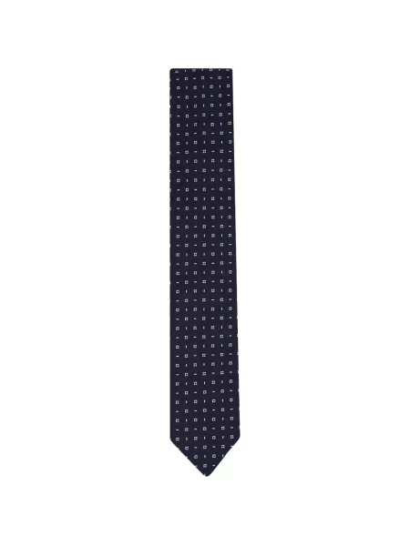 Cravată Zegna de mătase cu imprimeu geometric albastru