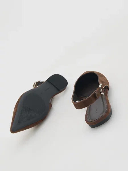 Кожаные балетки Reserved коричневые