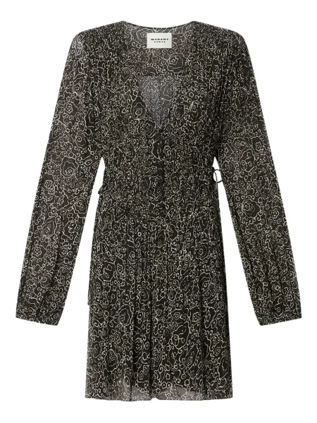 Mała sukienka mini Marant Etoile w kwiatki garniturowa czarna
