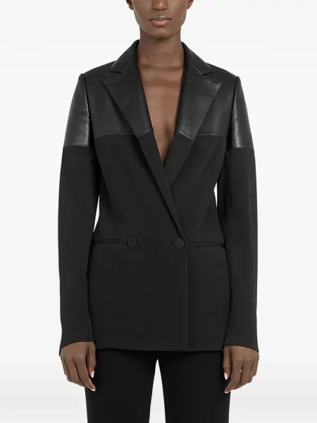 Sacou Ferragamo din piele cu două rânduri de nasturi negru