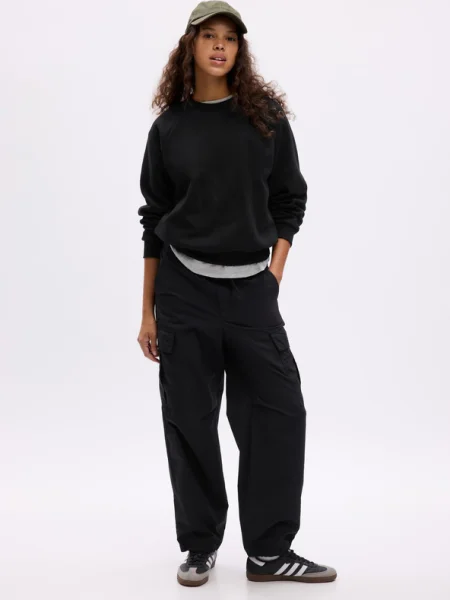 Ретро суичър без качулка Gap черно