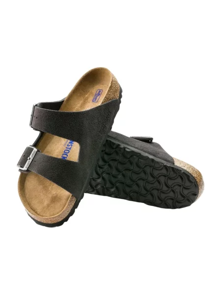 Klapki Birkenstock skórzane szare