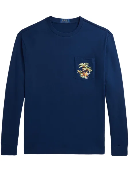 Slip de baie Polo Ralph Lauren cu broderie din piele de căprioară în carouri albastru