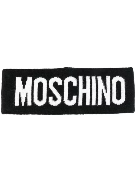 Fular Moschino de lână cu autograf negru