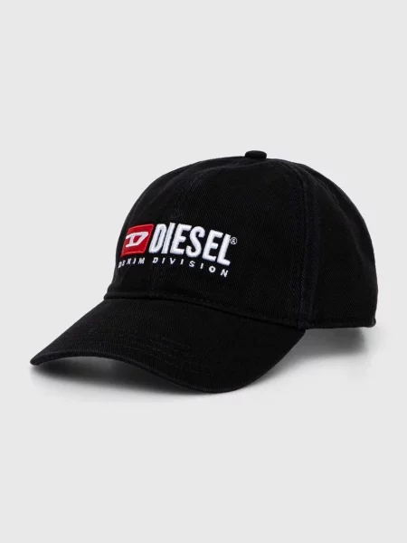 Czapka z daszkiem Diesel z logo czarna