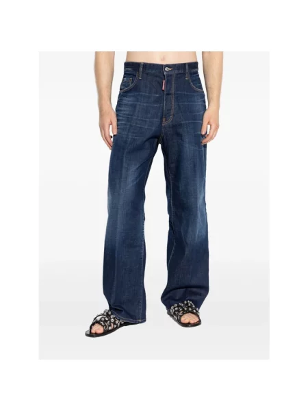 Szerokie jeansy Dsquared2 niebieskie