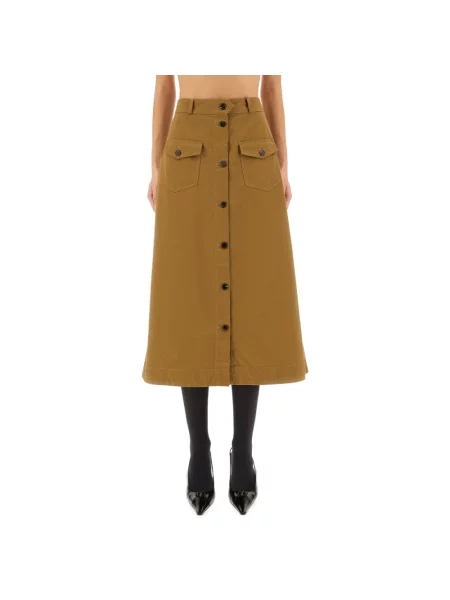 Spódnica midi Saint Laurent beżowa