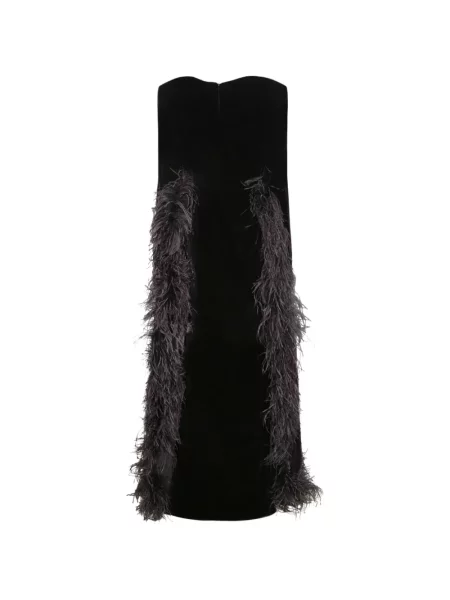 Rochie Amen de catifea cu pene negru