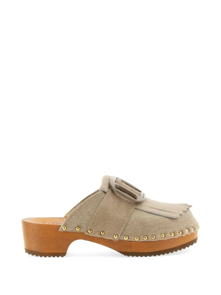 Papuci tip mules Jejia cu franjuri cu cataramă