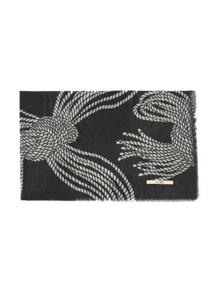 GOBI Cashmere Fular tub Rope Knots Printed Cashmere Shawl' negru
