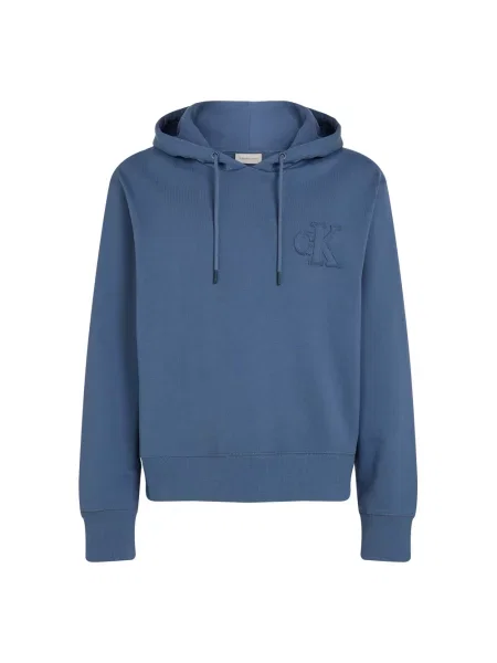 Bluza z kapturem Calvin Klein z kapturem z logo niebieska