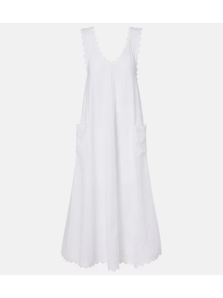 Rochie midi Juliet Dunn cu broderie din poplin alb