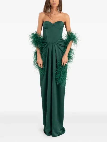 Maksi sukienka maxi Ana Radu bez ramiączek garniturowa zielona