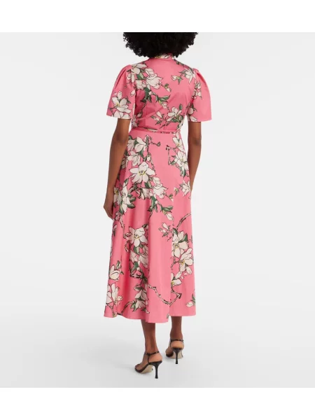 Rochie tip cămașă Leo Lin cu model floral de costum roz