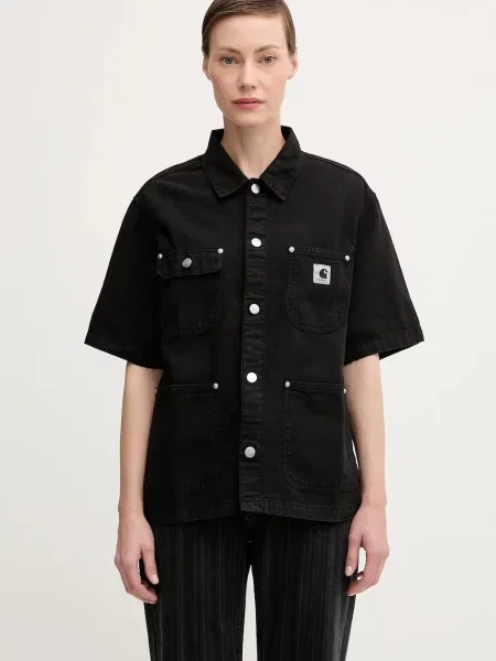 Carhartt WIP cămașă jeans W S/S Michigan cu guler clasic relaxed negru