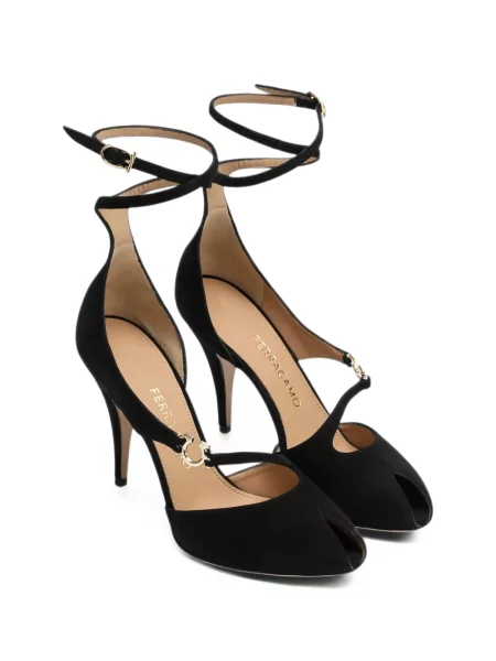 Pantofi cu toc Ferragamo cu bretele negru
