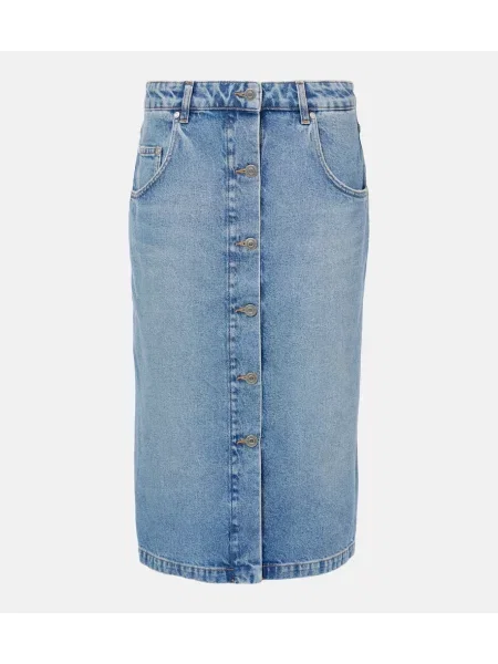 Spódnica jeansowa Stella Mccartney do kolan niebieska