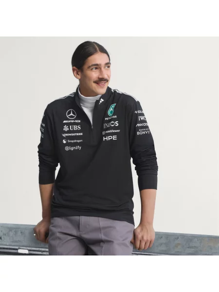 Mikina s částečným zapínáním na MERCEDES AMG PETRONAS FORMULA 1 TEAM ENGINEERS černá