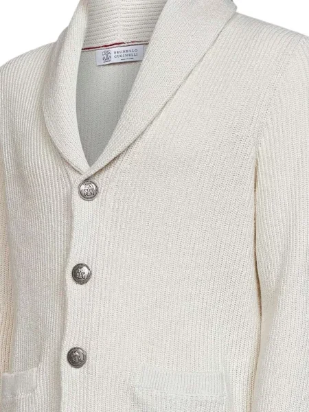 Gulerat cardigan Brunello Cucinelli tricotate alb