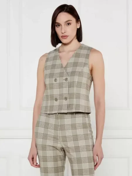 Marc Cain Vestă cu adaos de lână bej