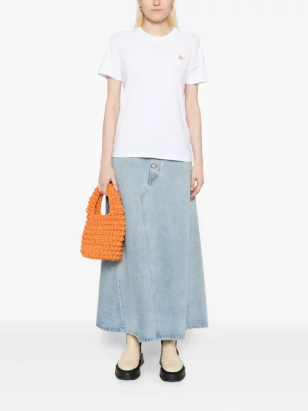 Tricou Maison Kitsune cu broderie alb