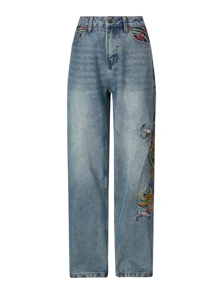 Ed Hardy Jeans Crawling Dragon denim / verde albastru