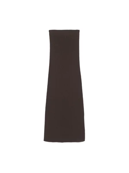 Dzianinowa maksi spódnica maxi Max Mara prążkowana brązowa