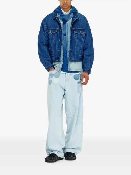 Lung tricou Diesel cu petice albastru