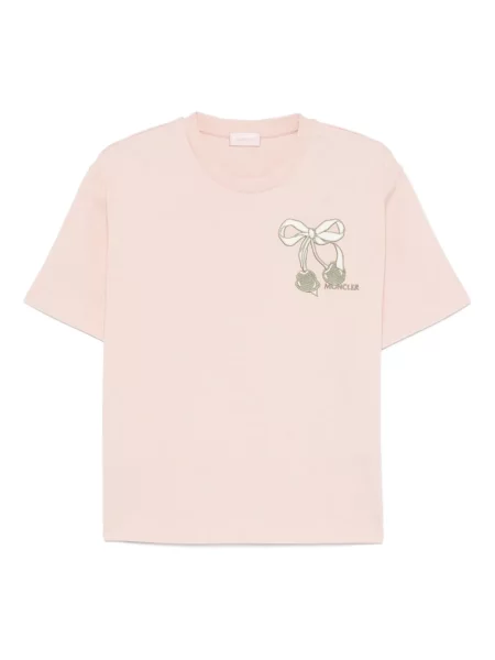 Haftowana koszulka Moncler różowa