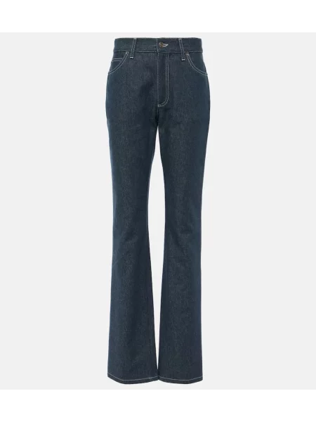 Blugi drepți Loro Piana cu talie înaltă albastru