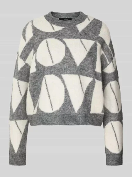 Sweter z dzianiny o kroju regular fit z dodatkiem wełny model ‘LOVE’ Vero Moda