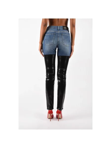 Skinny jeansy skinny Elisabetta Franchi niebieskie
