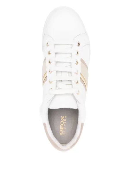 Δερμάτινα sneakers Geox με κορδόνια λευκό