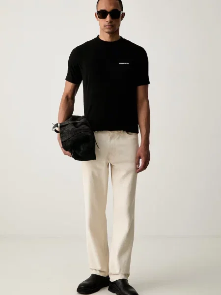 Karl Lagerfeld tričko pánske s elastanom čierna